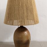 XXL vintage lamp in glazed stoneware and jute rope