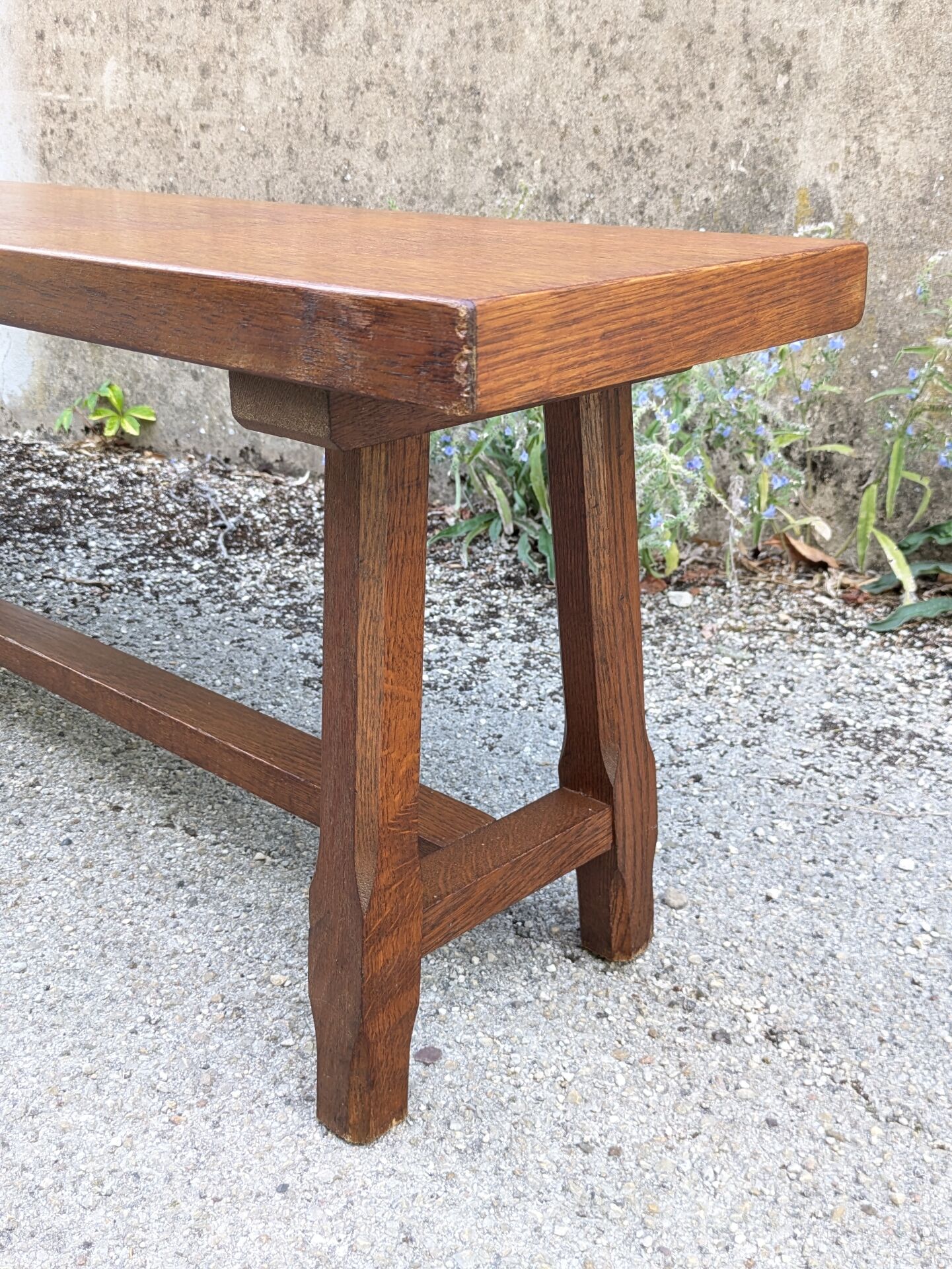 Banc rustique en chêne, France, 1970