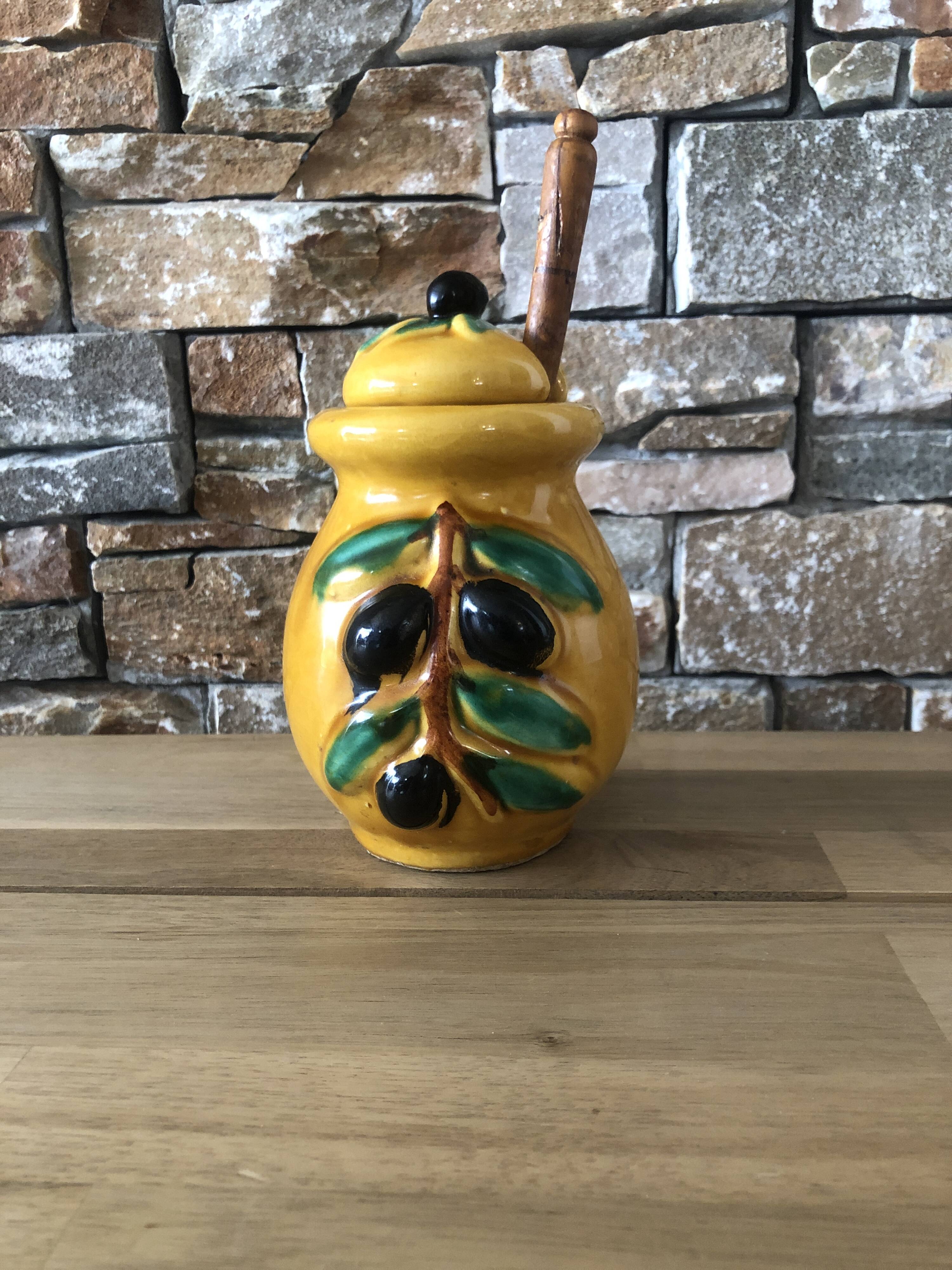 Olive pot with spoon Vallauris