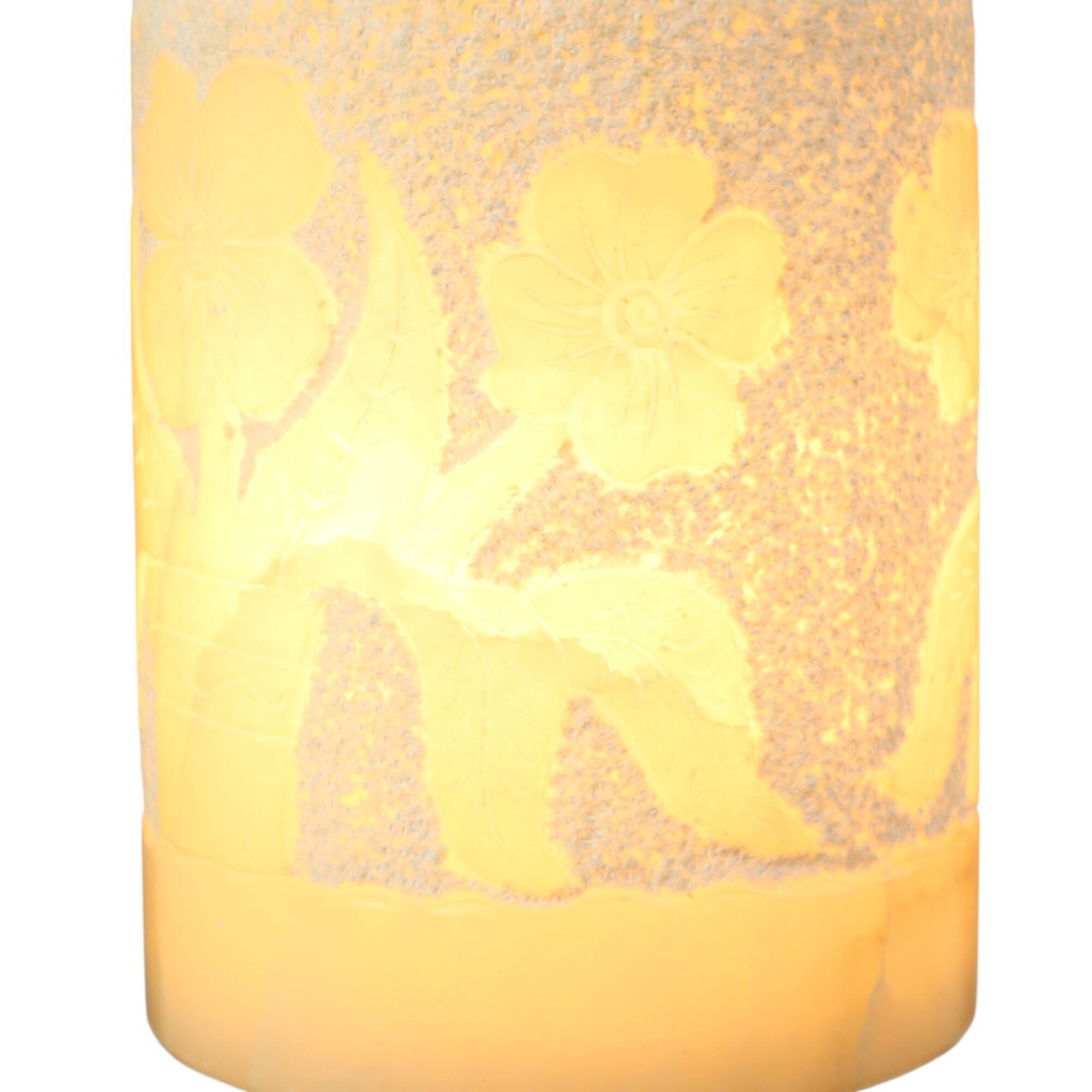 Vintage Table Lamp Alabaster Natural Stone Flowers Spain 1960s