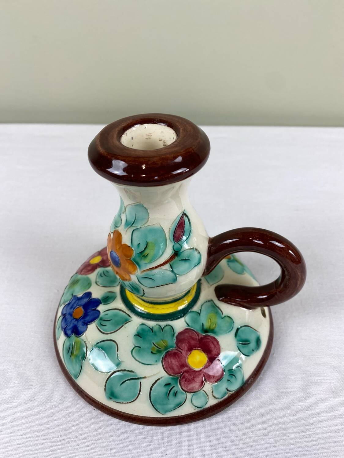 Decorated ceramic candle holder