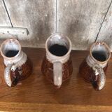 Set of 3 old revol b63 flamed ceramic pitchers 0.25l & 0.5l