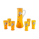 Art Nouveau lemonade service pitcher and 6 hand-painted glasses in bohemian glass early 20th century
