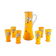 Art Nouveau lemonade service pitcher and 6 hand-painted glasses in bohemian glass early 20th century
