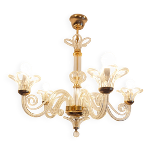 Lustre vintage en verre - laiton murano