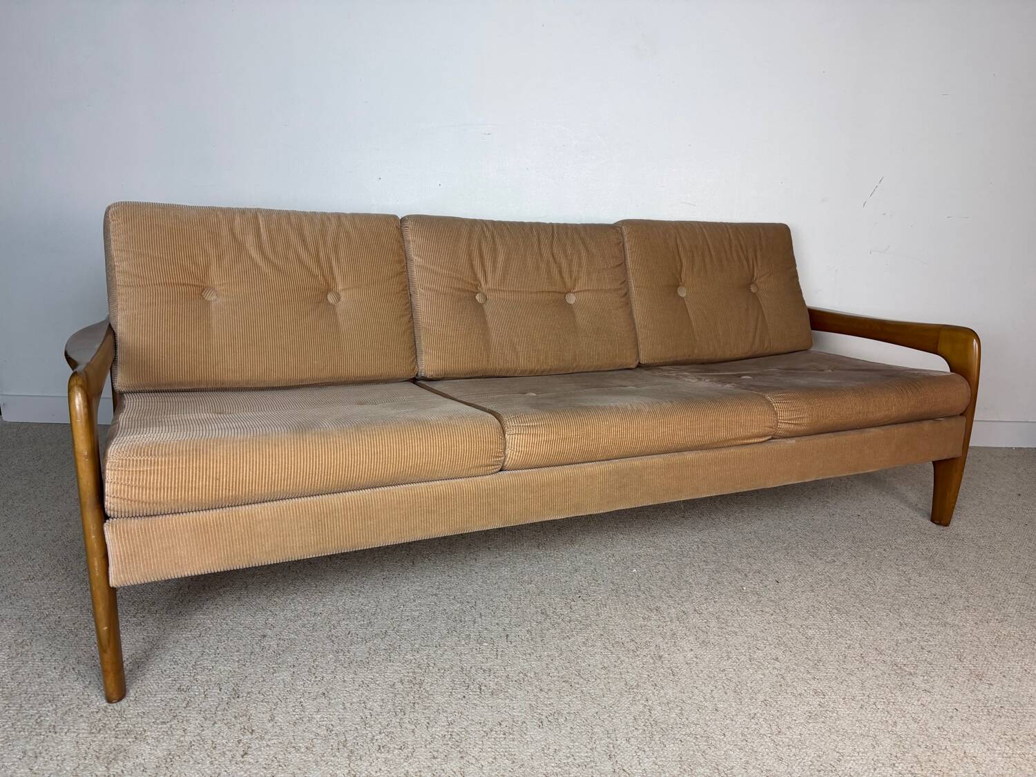 Vintage D-Bed sofa – 1980s – Beige corduroy