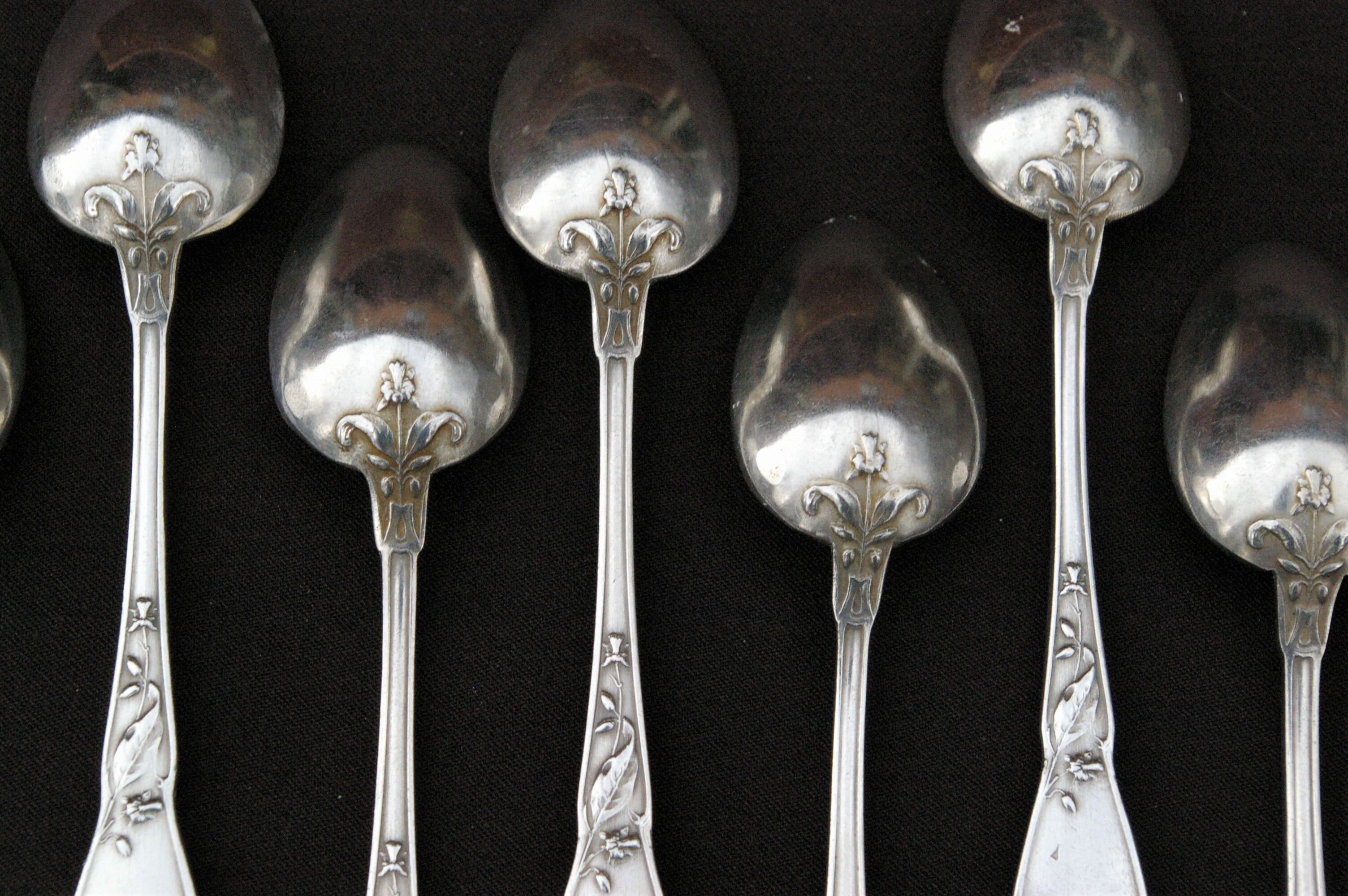 12 small Silver Metal Spoons Art Nouveau - Adolphe Boulenger