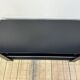 Tv hi-fi unit in black melamine and brushed aluminium, vintage 80s.