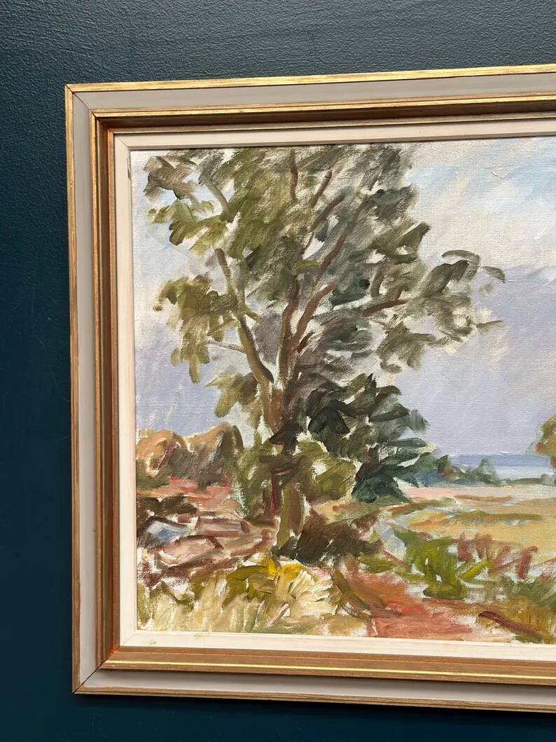 Original Swedish Oil on Canvas – “Landscape” by Sigurd Hagegård – Signed – Vintage & Framed – 62 × 53 cm (24.4" × 20.9")