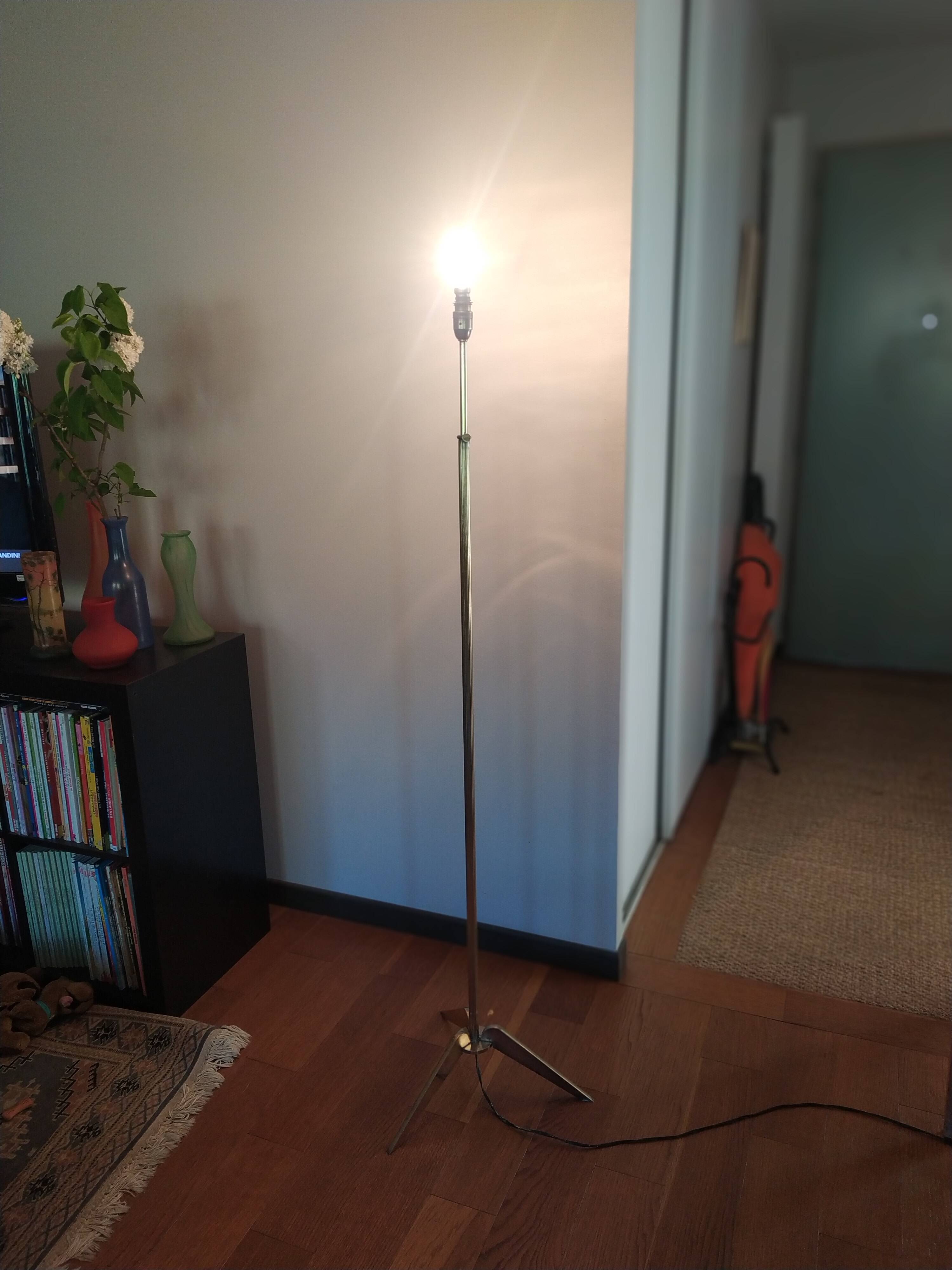 tripod floor lamp 1950 brass Maison Lunel