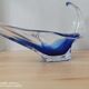 Half crystal blown with cane trinket bowl
