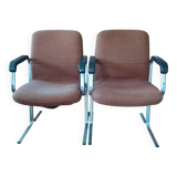Two modernist armchairs 1970 fabrics and chrome
