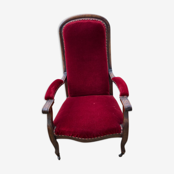 Red velvet voltaire armchair