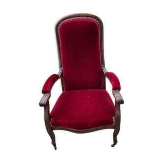 Fauteuil voltaire velours rouge