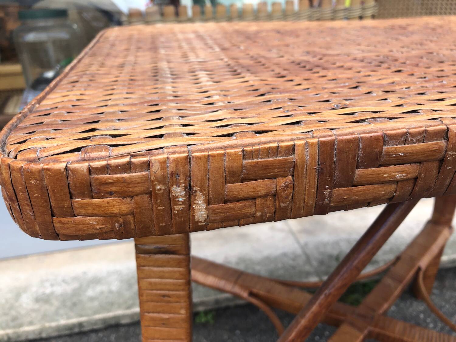 Table basse rotin vintage, 1950