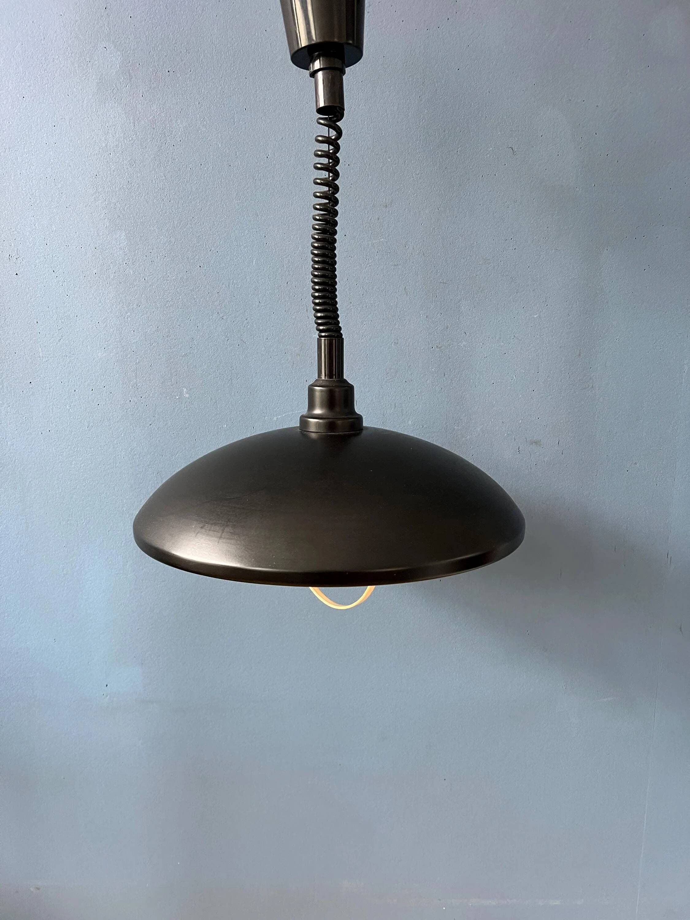 Black oval metal pendant Mid-Century