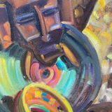 Hst/p painting "africanist still life" germaine claudot (1903-1996) l'atelier