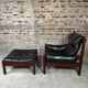 Admiral armchair and its ottoman by Erik Merthen Sweden vintage 1960