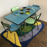 Vintage table in pool blue formica