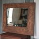 Large wooden mirror with floral pattern, wall mirror, wall glass.