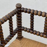 Art Deco turned wood straw corner armchair