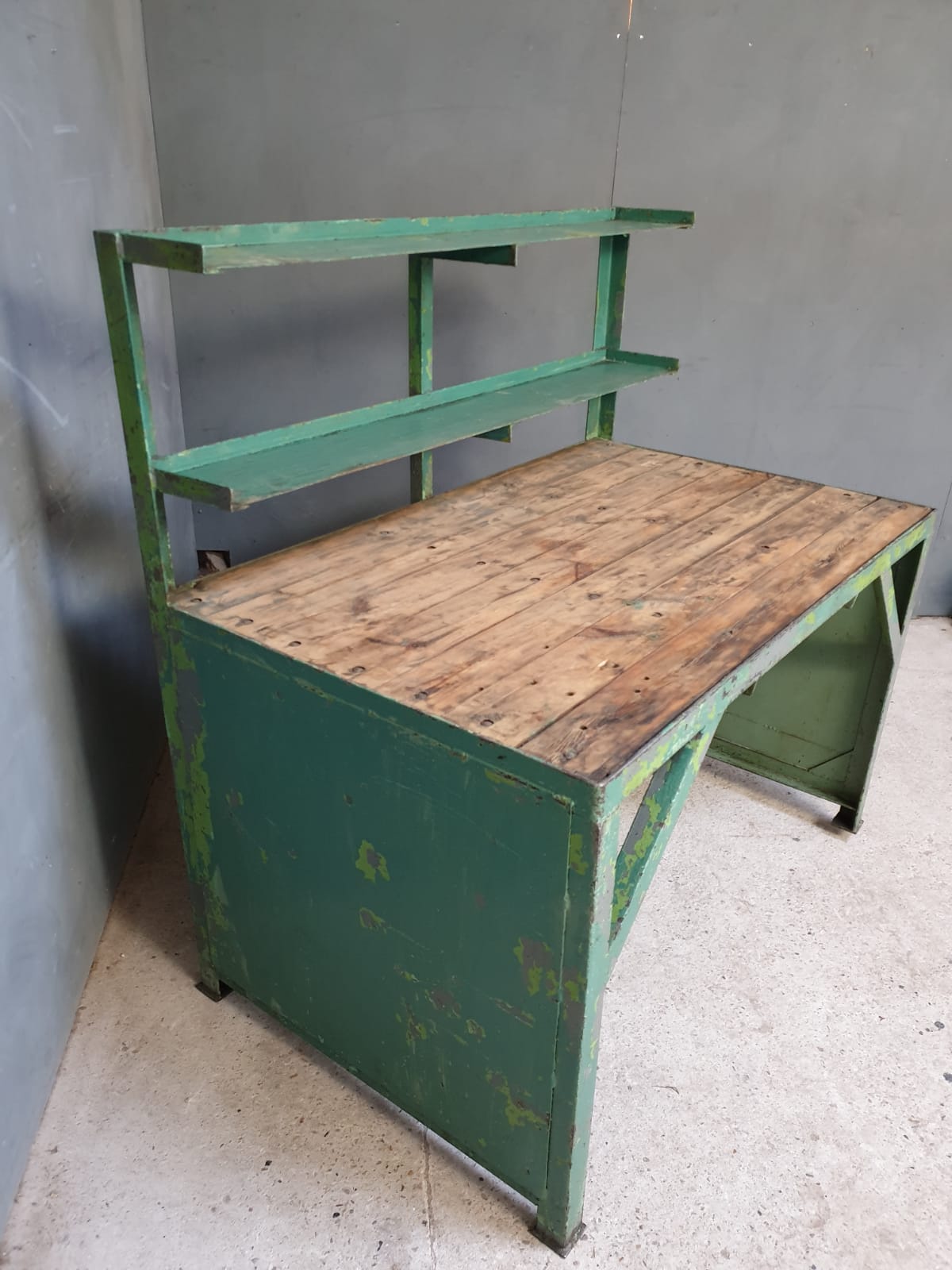 Industrial workbench, work table, desk green