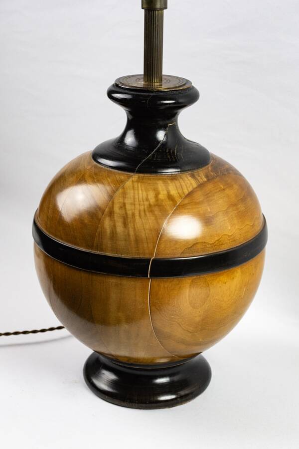 Turned wooden ball lamp base