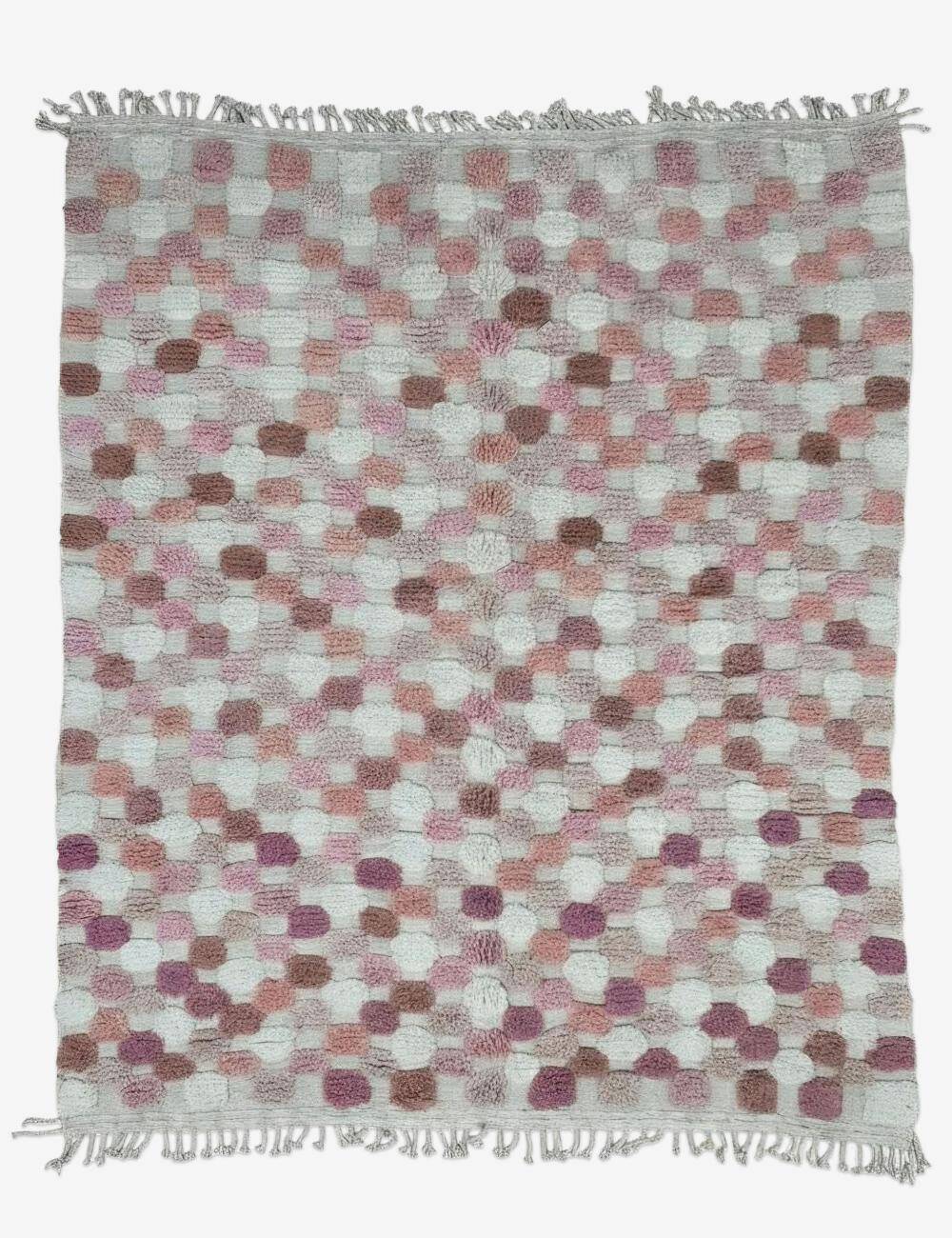 Tapis Berbère Rose à Damier texturé - 287 x 245 cm