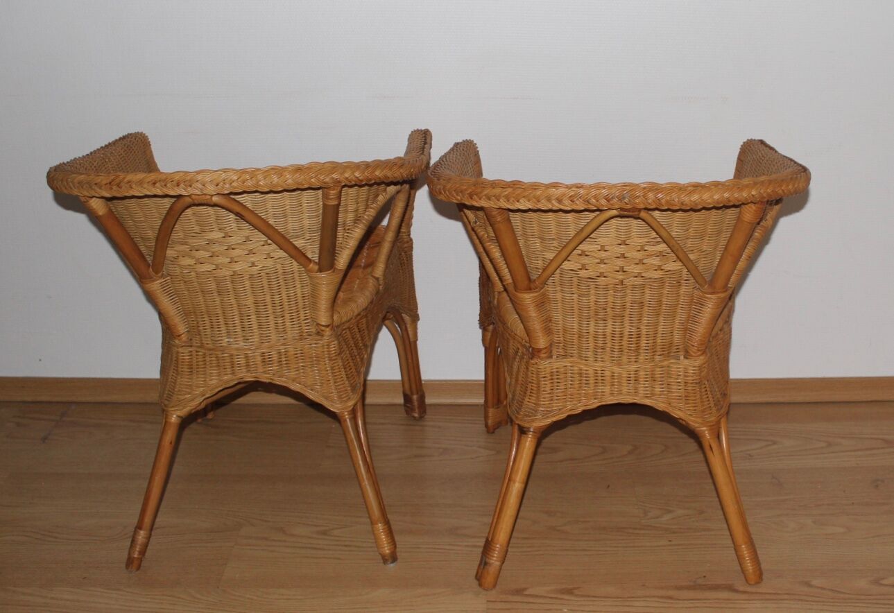 Pair of vintage wicker armchairs
