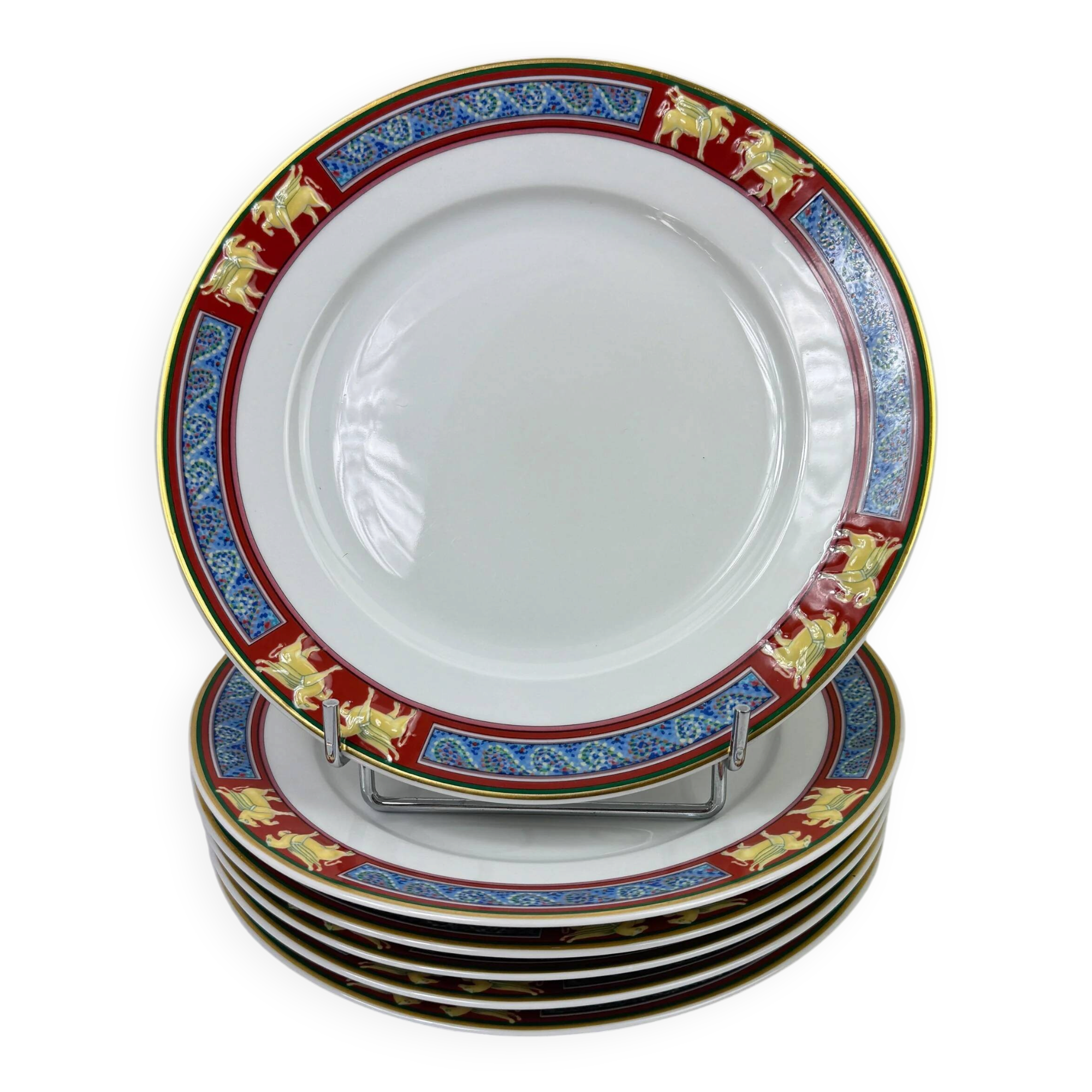 Raynaud Limoges set of 6 large flat plates 26cm model Pegasus