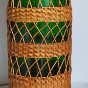 Pied de lampe bouteille XL habillée de rotin années 50