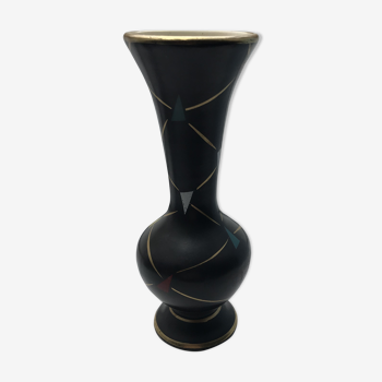 A black baluster vase