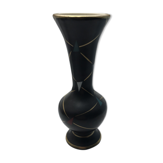 A black baluster vase