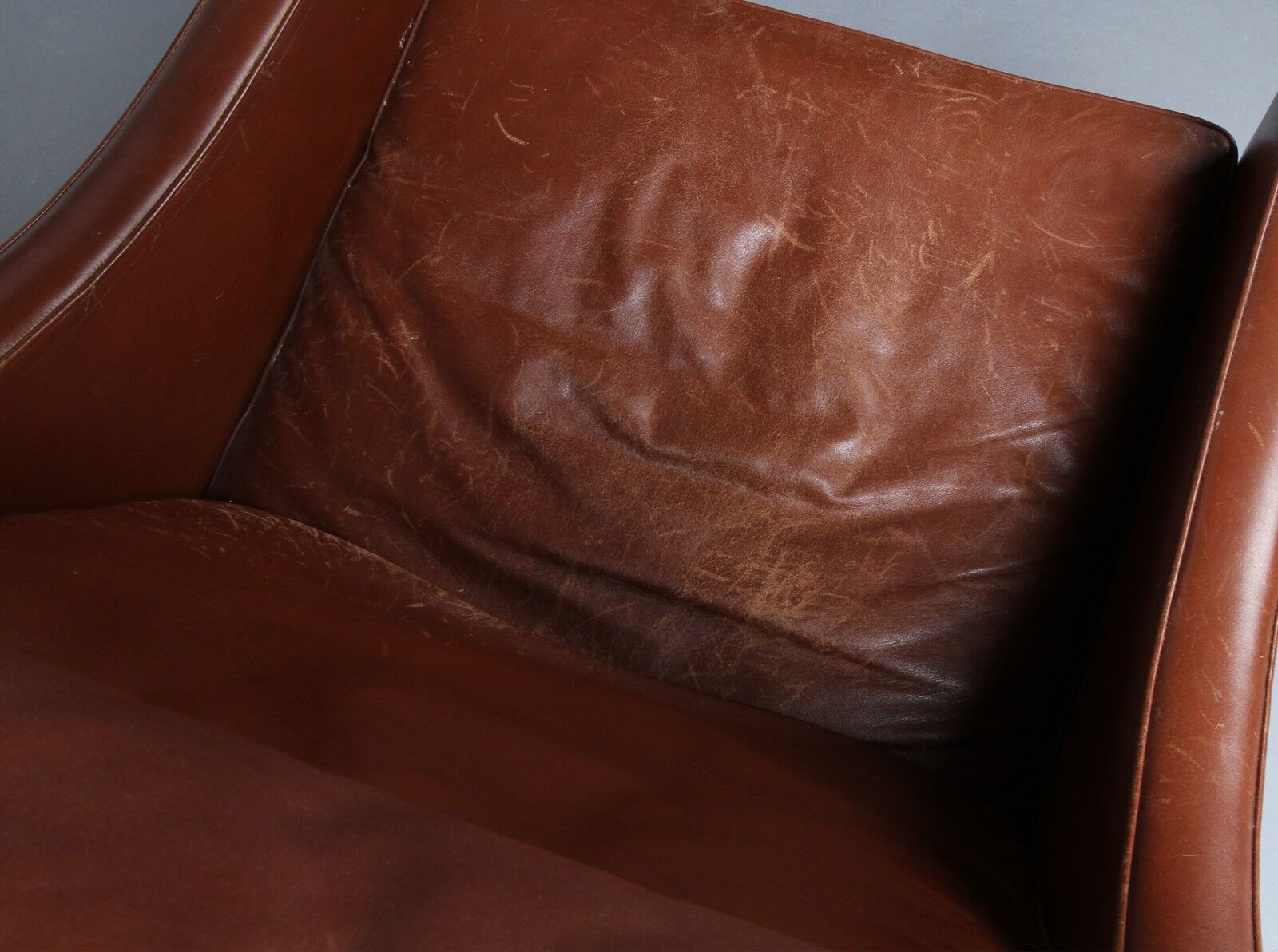 Børge Mogensen, Wing chair, model 2204, brown leather