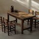 Handcrafted chairs in solid pine and woven straw – France, circa 1950