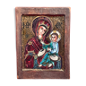 Terracotta icon virgin to the child signed M. Folscheid