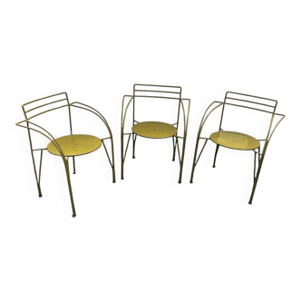 3 "Silver Moon" chairs by Pascal Mourgue for Fermob, 1985