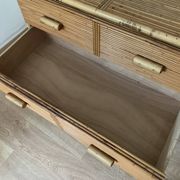 3-drawer rattan/bamboo chest of drawers attributed to Adrien Audoux and Frida Minnet. Circa 1950