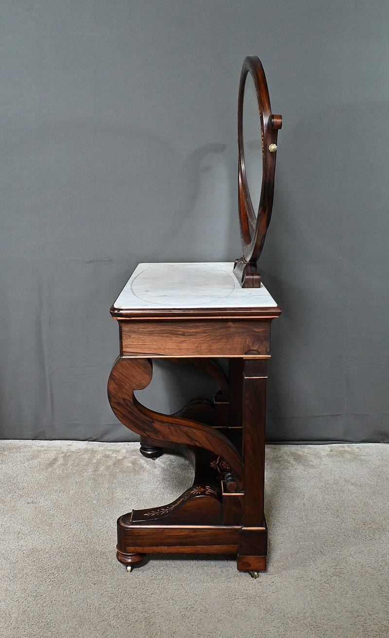 Coiffeuse en Palissandre et Marqueterie, époque Charles X – Début XIXe