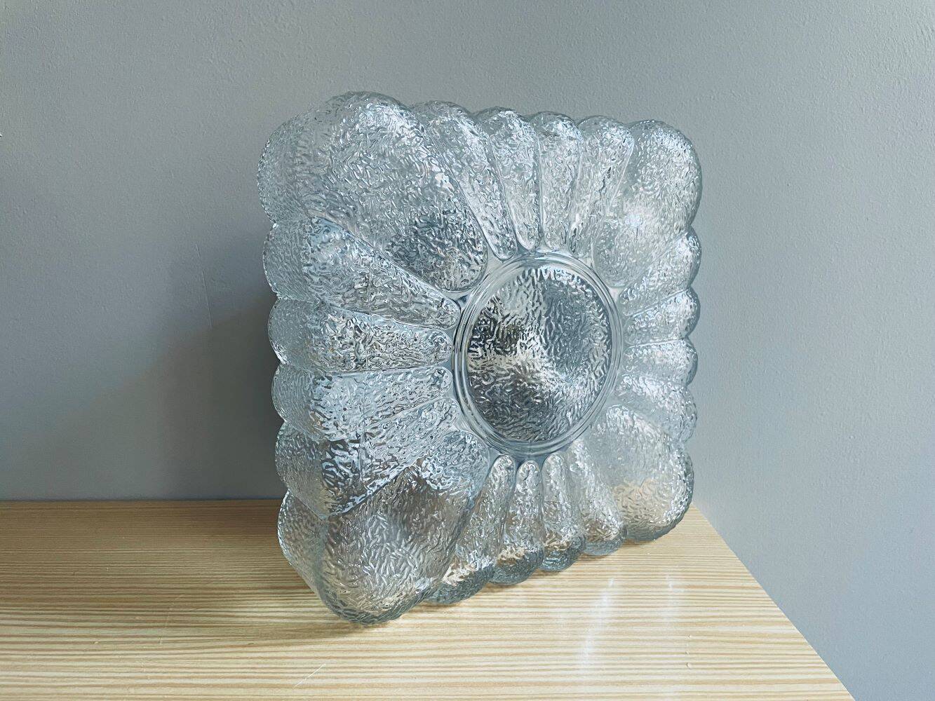 Paire de lampes à fleurs rondes et carrées en verre transparent à encastrer