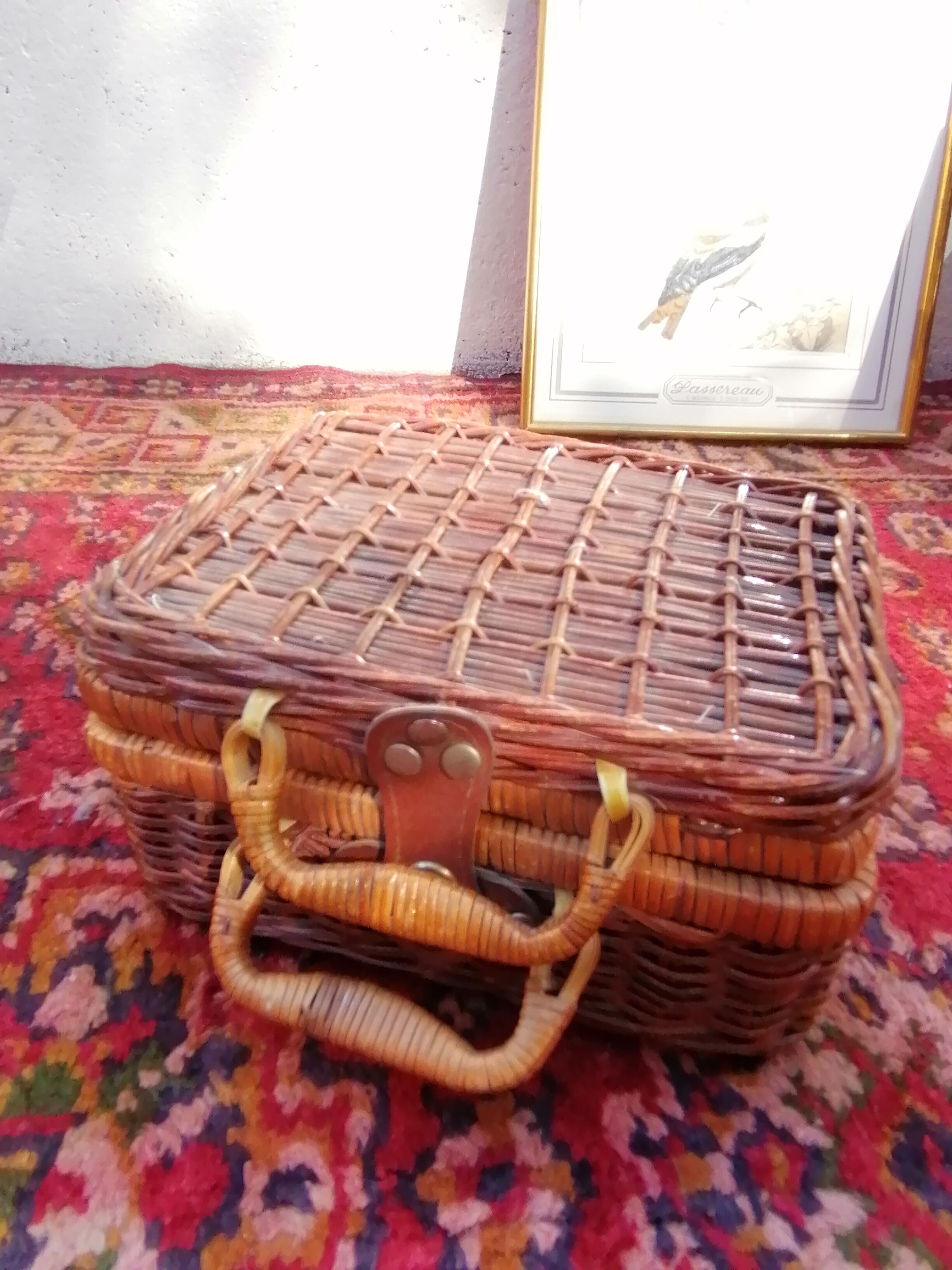 Small box suitcase in vintage rattan
