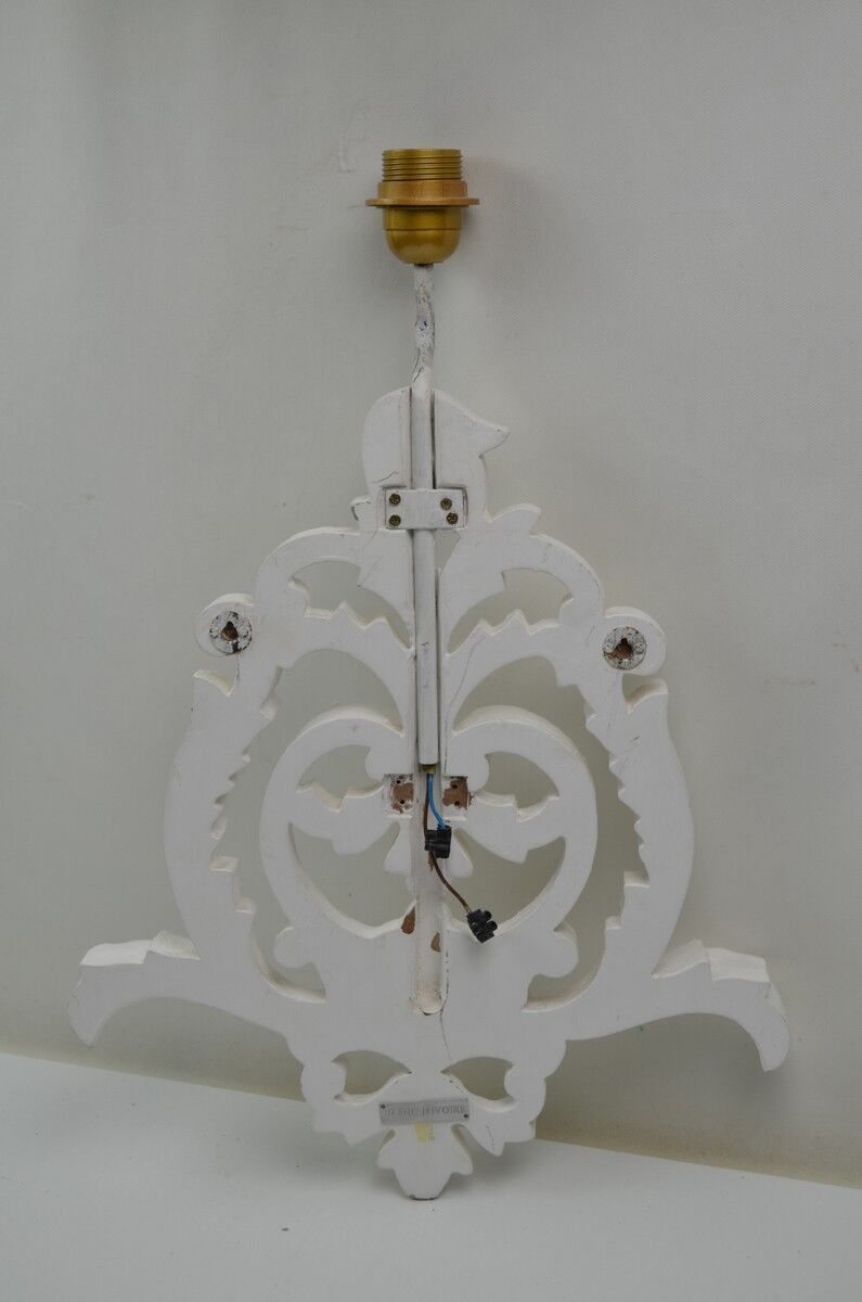 Pair of white patinated wood wall lamps