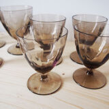 Set 8 engraved smoked glasses