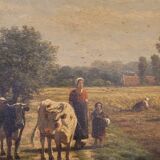 Oil on the tabla “Paisaje con ganado”, Firmado “Ruytter”, Escuela Barbizon, s. XIX – France