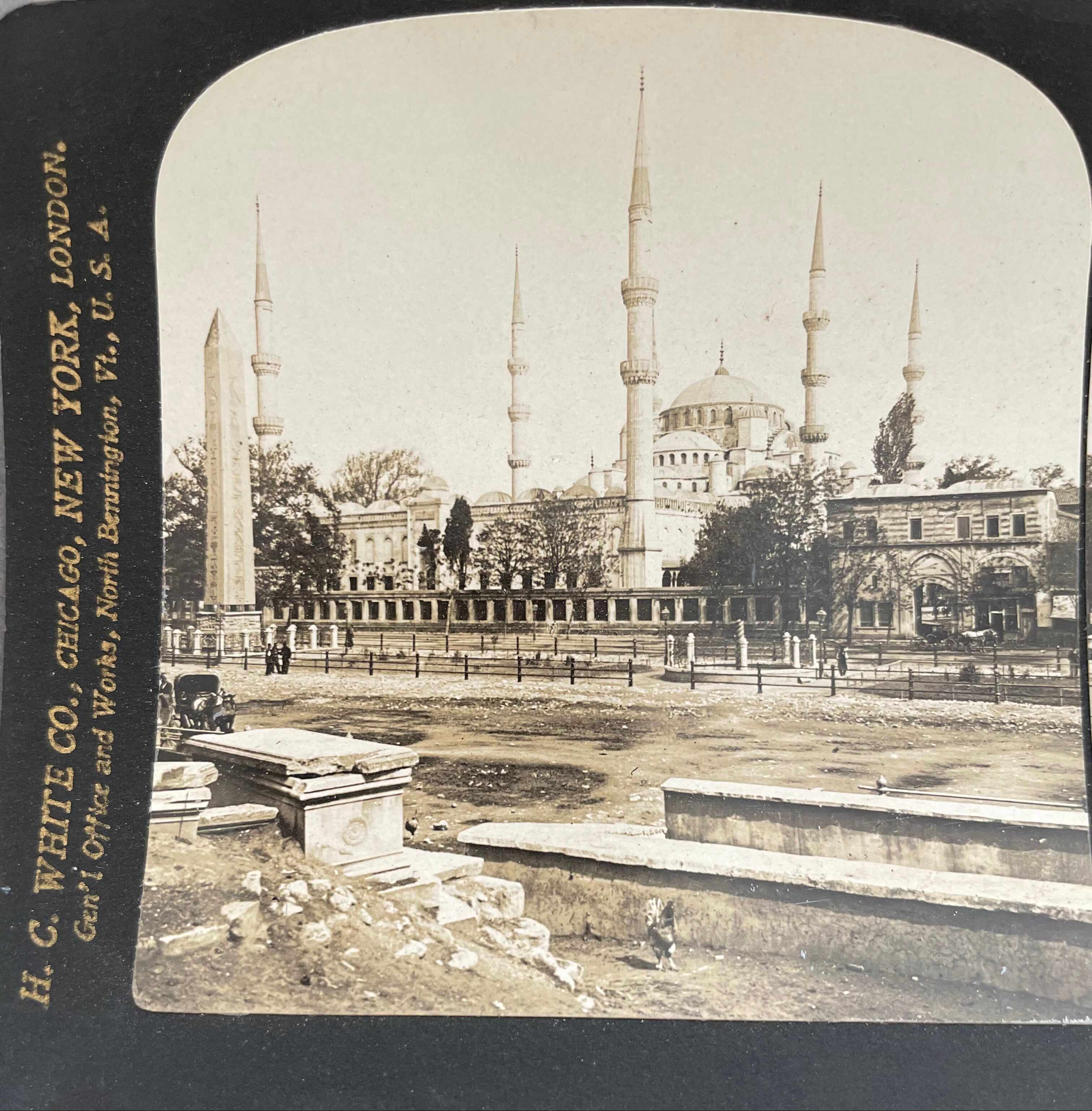 Old photography stereo, stereograph, luxury albumine 1903 Sultan Ahmed Mosque 1st