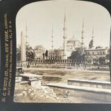 Photographie ancienne stereo, stereograph, luxe albumine 1903 Mosquée du Sultan Ahmed 1er