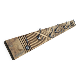 Wooden wall coat rack with 9 double cast iron hooks