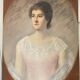 Oil painting canvas portrait woman lace dress 19th century merl