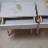 Pair of bedside tables with compass feet