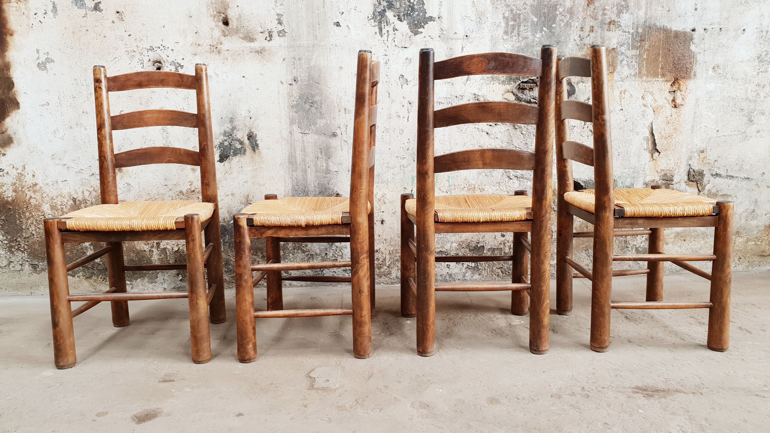 4 chaises brutaliste année 50